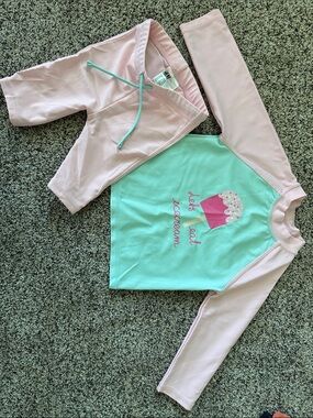 H&M Mint & Light Pink Girls Long-Sleeve Rashguard Set